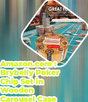 Poker chip set in wooden carousel case